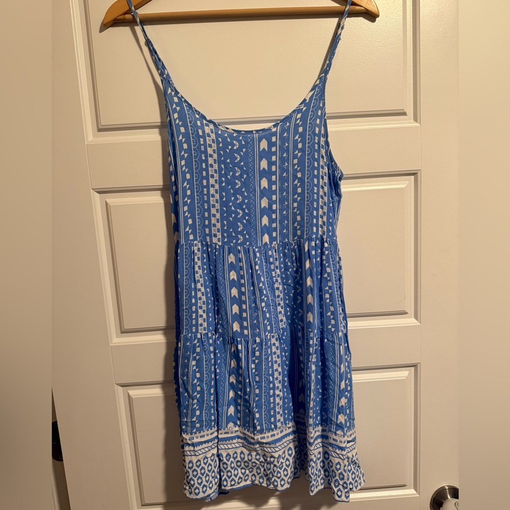 Ocean Drive Sky Blue and White Dress